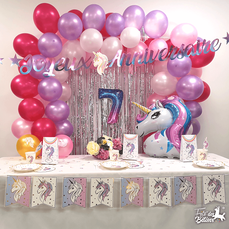 1 Ans Decoration Anniversaire ballons Fille Licorne, Rose Licorne Deco  Table Anniversaire, Kit Licorne avec Assiette Nappe - Cdiscount Maison