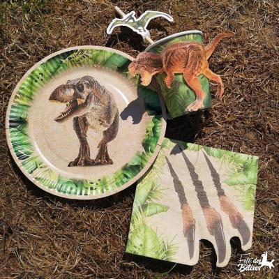 005sp decoration de table anniversaire dinosaure avec serviette