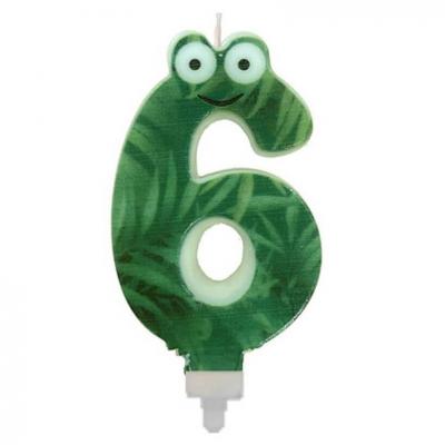 006bbc bougie verte anniversaire jungle chiffre 6