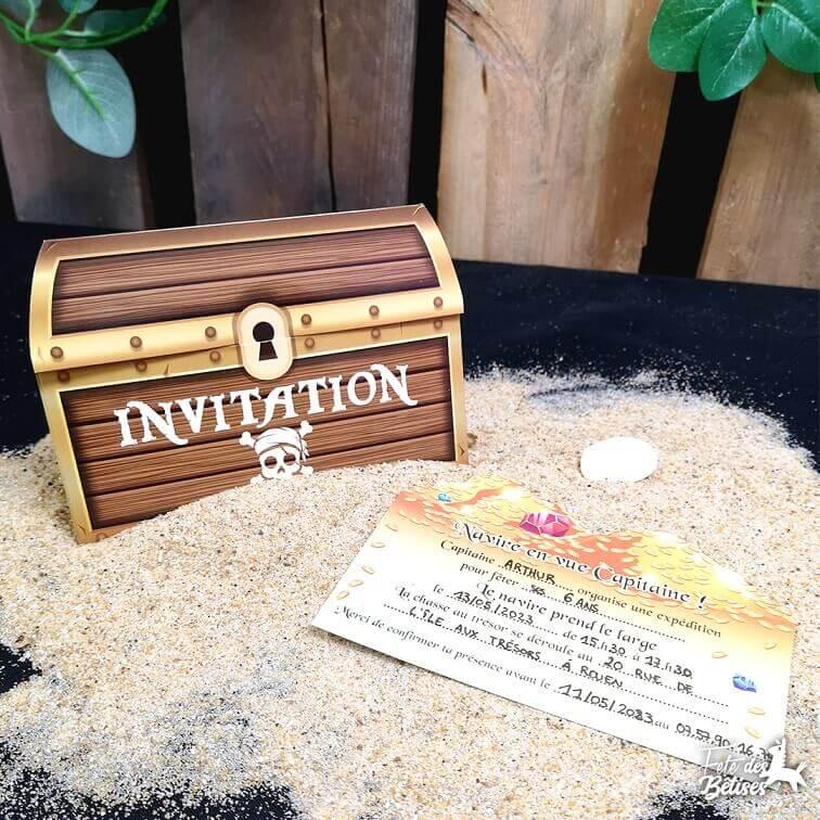 8 Cartons d'invitation et Enveloppes papier - Carte de Pirates pas