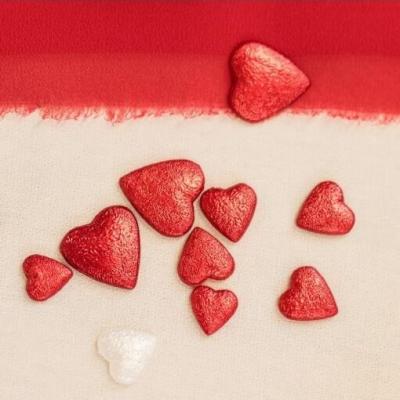Petit coeur rouge métallique (50grs) 1.5/2cm REF/02003 (Décoration de table à parsemer mariage)