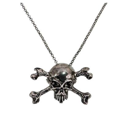 11083 accessoire de deguisement collier tete de mort pirate metal