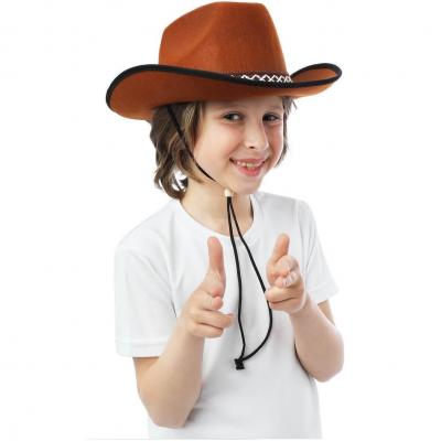 1 Chapeau de Cowboy marron en feutre REF/11235 (Accessoire déguisement enfant)