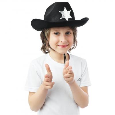 1 Chapeau de Shérif noir en feutre REF/11236 (Accessoire déguisement enfant)