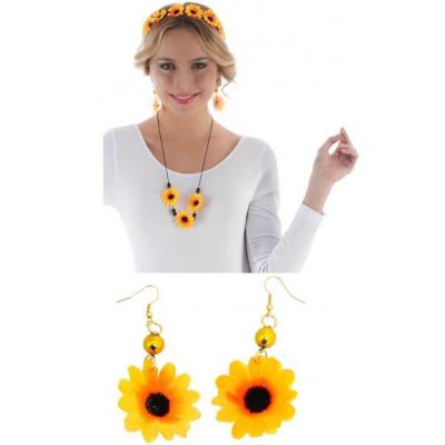 11329 accessoire de deguisement adulte hippie boucles d oreilles tournesol