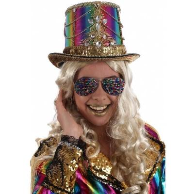 1 Chapeau haut de forme multicolore Cabaret Crazy REF/12178 (accessoire de déguisement femme)