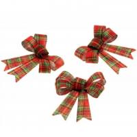 12292 decoration noel noeud scottish rouge vert or