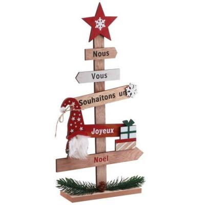 12464 centre de table bois joyeux noel gnomes 5 directions 43cm