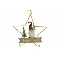 12467 decoration etoile metal gnome joyeux noel leds a suspendre