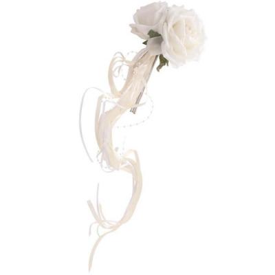 12610 decoration florale bouquet fleur rose ivoire