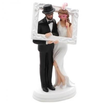 12636 figurine couple de maries gateau mariage cadre photo resine