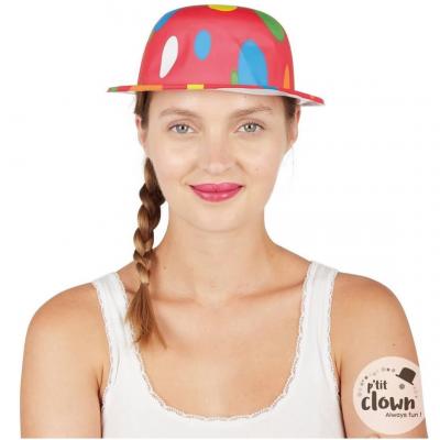 1 Chapeau melon de clown multicolore REF/13003 (Accessoire déguisement adulte)
