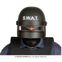 13016 accessoire de deguisement casque noir adulte police agent du swat