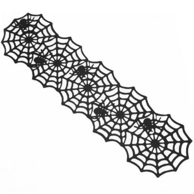 1 Chemin de table toile d'araignée noire feutrine 148 x 41cm REF/13048 (Décoration Halloween)
