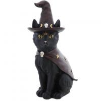 13065 decoration halloween chat noir sorcier polyresine