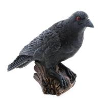 13079 decoration halloween corbeau noir en resine