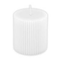 13294 bougie pilier cannelee blanche