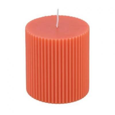 13294 bougie pilier cannelee orange tangerine