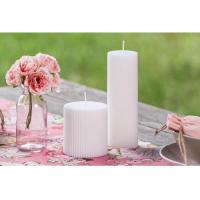 13294 decoration bougie pilier cannelee blanche