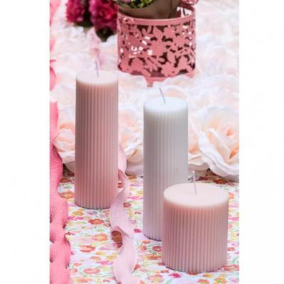 13294 decoration bougie pilier cannelee rose water