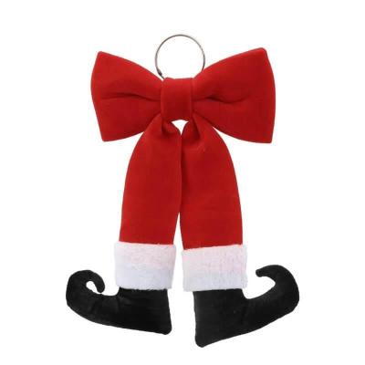 13588 decoration a suspendre noeud pieds du pere noel rouge