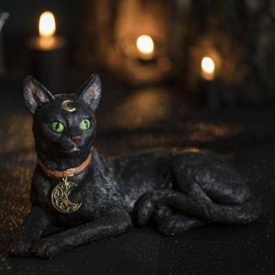 13645 decoration halloween chat mystique noire resine