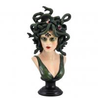 13654 decoration halloween buste femme resine et pierre monstre medusa