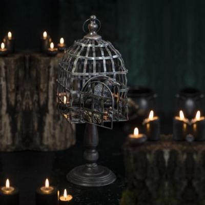 13731 decoration fete halloween cage a oiseaux sur pied