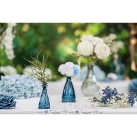 13919 centre de table mini vase alexandrine verre bleu denim