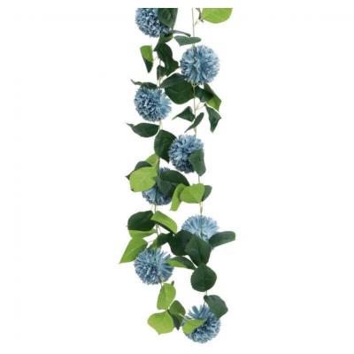 13924 decoration guirlande fleur dahlia bleue et verte