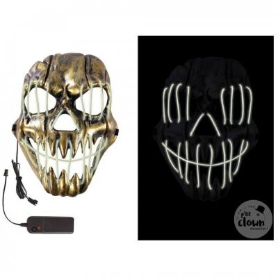 1 Masque lumineux: monstre doré or REF/15008 (Accessoire de déguisement Halloween adulte)