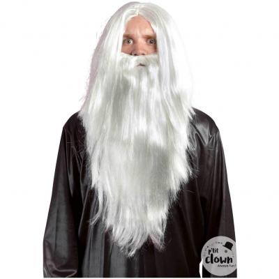 1 Perruque et barbe blanche d'un mage REF/15030 (Accessoire déguisement adulte)