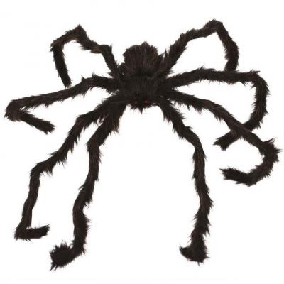1 Araignée velue géante noire et marron 128cm REF/18023 (Décoration fête Halloween)