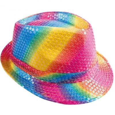 1 Chapeau Borsalino multicolore adulte REF/20200 (Accessoire déguisement)