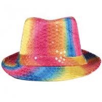 20200 accessoire deguisement arc en ciel chapeau borsalino adulte