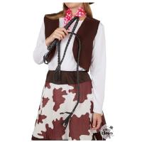 20207 accessoire de deguisement fouet long noir imitation en cuir cow girl