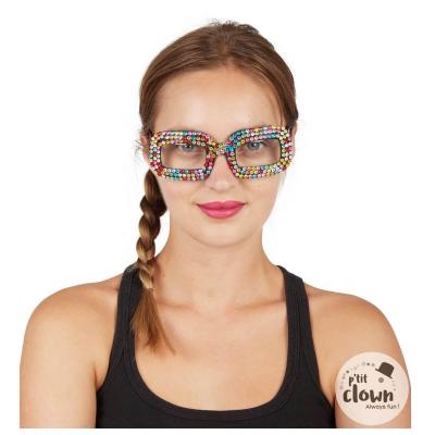 1 Paire de lunettes multicolores avec strass REF/21083 (Accessoire déguisement adulte)