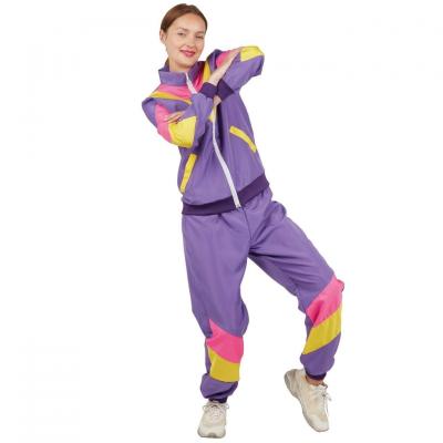 21121 taille l xl deguisement costume annees 80 femme survetement violet