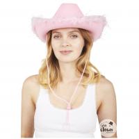 21303 accessoire de deguisement chapeau cowgirl rose plumes