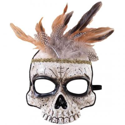 1 Demi masque Vaudou adulte REF/22188 (Accessoire de déguisement Halloween)