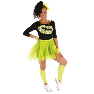 22763 deguisement femme annees 80 disco jaune fluo