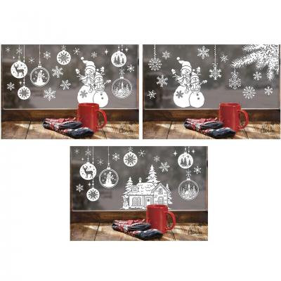 22886 planche stickers noel blanc decoration fenetre