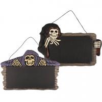 23037 decoration a suspendre halloween ardoise squelette