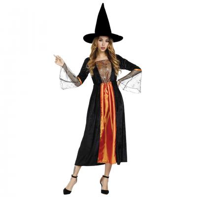 Costume sorcière noire et orange taille S/M REF/23176 (Déguisement Halloween adulte)