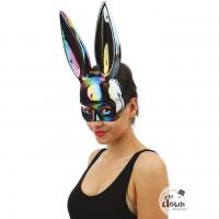 23392 accessoire de deguisement demi masque adulte lapin irridescent