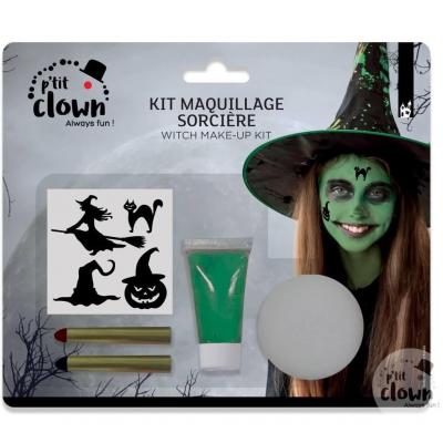 1 Kit maquillage Halloween enfant avec stickers: Sorcière REF/23600