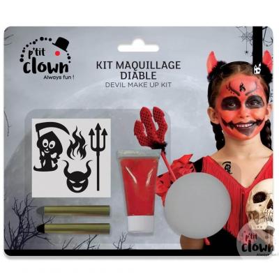 1 Kit maquillage Halloween enfant avec stickers: Diable REF/23602