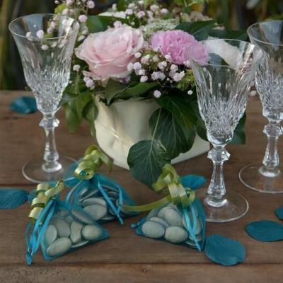 2868 decoration petale de rose bleu canard