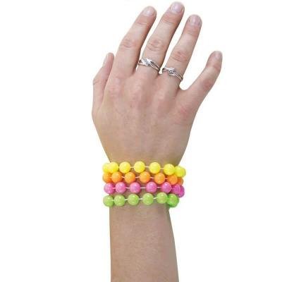 Bracelet fluo multicolore en perles (x4) REF/50107 (accessoire de déguisement)