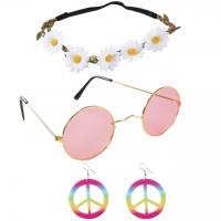 50318 set accessoire de deguisement hippe bandeau lunettes boucle d oreilles